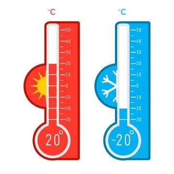 Thermometer, a set of thermometers for measuring temperature. Realistic Stock Illustration