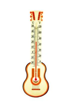 Thermometer in the shape of a guitar Stock Illustration