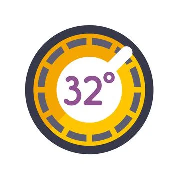 Thermometer showing 32 degrees celsius weather temperature Stock Illustration