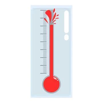 Thermometer showing extremely high temperature breaking through the top Stock Illustration