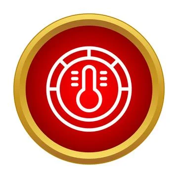 Thermometer showing high temperature in circular gauge icon Stock Illustration
