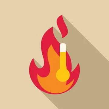 Thermometer showing high temperature with fire burning behind Stock Illustration