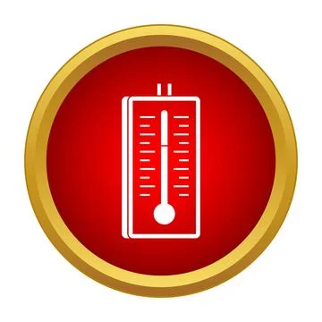 Thermometer showing high temperature in red circle Stock Illustration