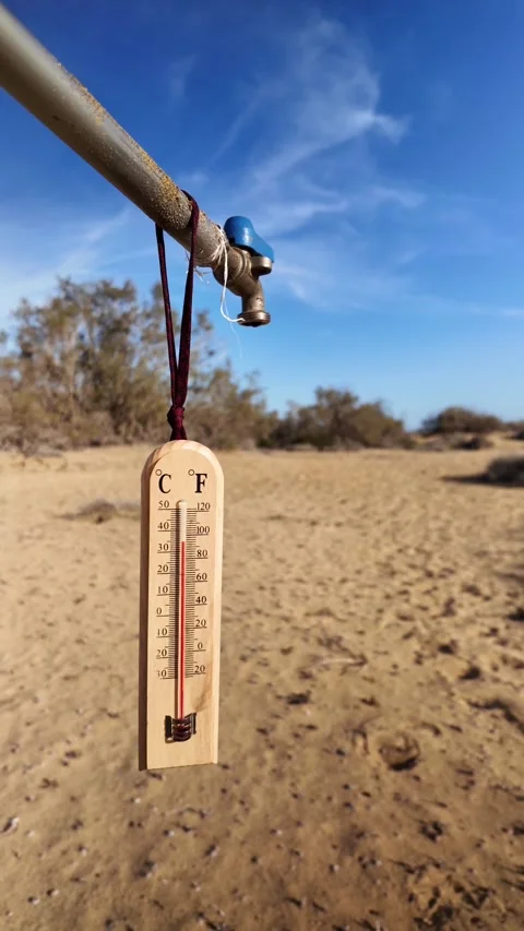 Thermometer showing high temperatures during a severe drought Vídeos de archivo 329556508