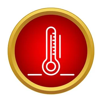 Thermometer showing hot temperature level in red icon Stock Illustration
