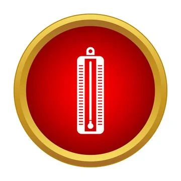 Thermometer showing normal temperature on red background icon Stock Illustration