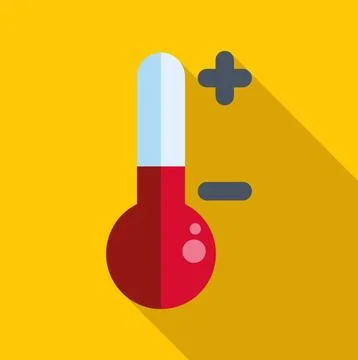 Thermometer showing temperature change with plus minus signs Stock Illustration