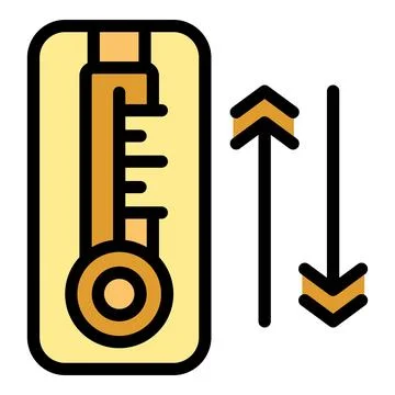 Thermometer showing temperature increase and decrease with arrows Stock Illustration