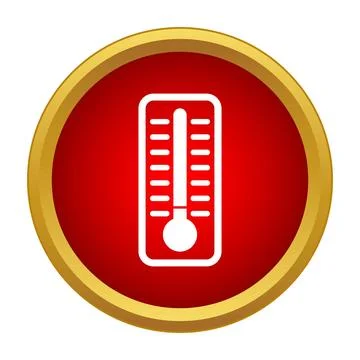 Thermometer showing temperature on a red circle icon Stock Illustration