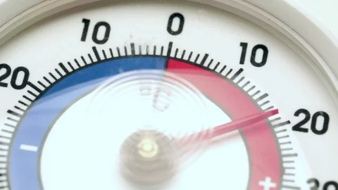 Thermometer shows decreasing temperature from warm to freezing Video stock 104408648