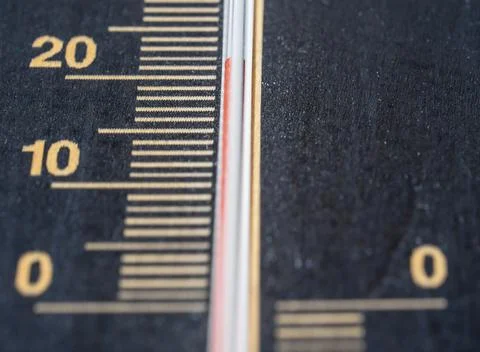 The thermometer shows the outside temperature Stock Photos