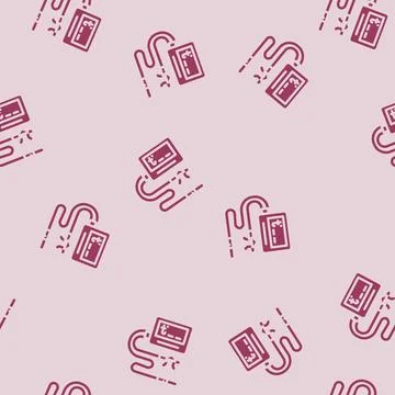 Thermometer smoker glyph vector seamless pattern Stock Illustration