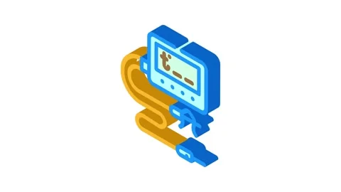 Thermometer smoker isometric icon animation Stock Footage 327290655