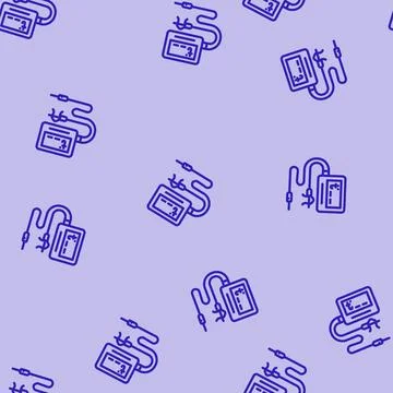 Thermometer smoker line vector seamless pattern Stock Illustration