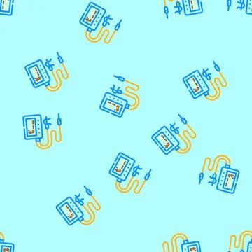 Thermometer smoker vector seamless pattern Stock Illustration