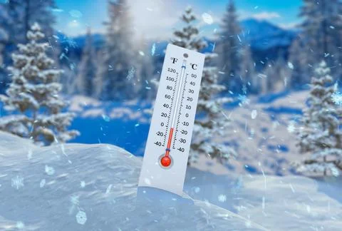 Thermometer in the snow Stock Illustration