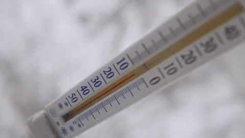 Thermometer In Snow Showing Extreme Cold Winter Weather Stock Footage 327646455