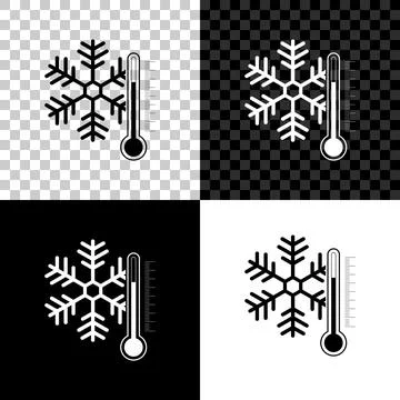 Thermometer with snowflake icon isolated on black, white and transparent Stock Illustration