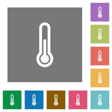 Thermometer square flat icons Stock Illustration