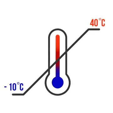 Thermometer. Storage temperature range symbol. Black thermometer icon with di Stock Illustration