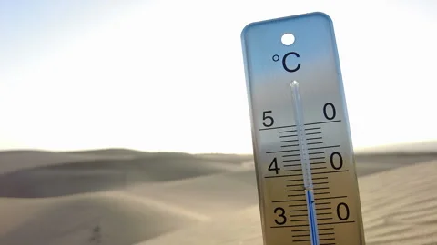 A Thermometer Is Stuck In The Hot Sand of a Dune Stock-Footage 264801772