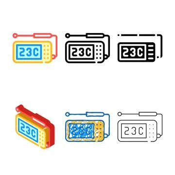 Thermometer styleset with probe measuring equipment color icon vector 스톡 일러스트