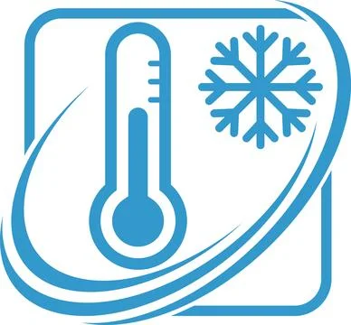 Thermometer, sun, snowflake, temperature, environment, logo, background Stock Illustration