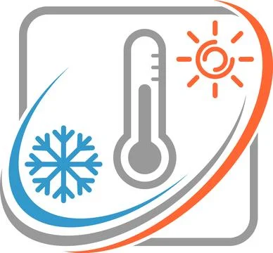 Thermometer, sun, snowflake, temperature, environment, logo, background Stock Illustration
