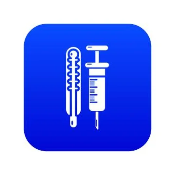 Thermometer syringe icon blue vector Stock Illustration