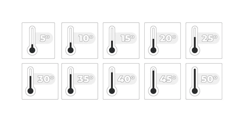 Thermometer temperature from 5 to 50 degrees line data visualization elements Stockillustratie