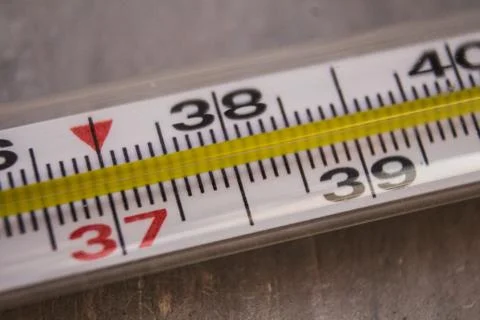 Thermometer with temperature in Celsius Stock Photos
