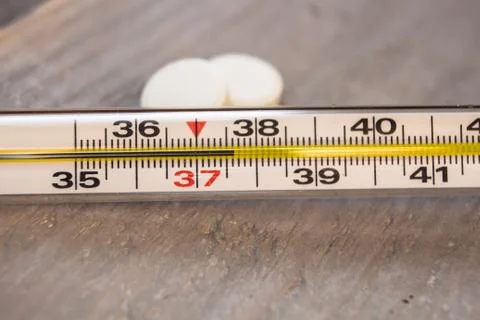 Thermometer with temperature in Celsius Stock Photos