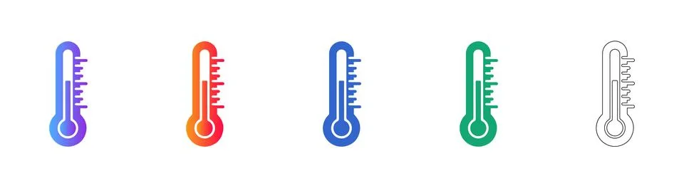Thermometer Temperature Gauge Vector Icon Set Stock Illustration