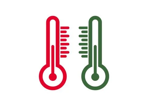 Thermometer Temperature Icon Set, Hot and Cold Measurement Graphic Vector I.. Stock Illustration