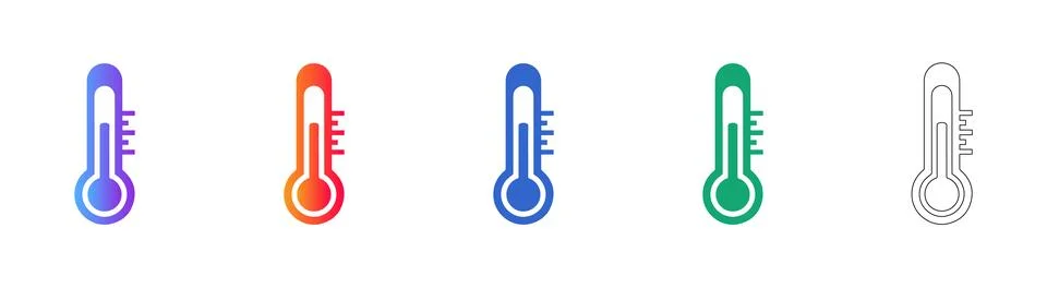 Thermometer Temperature Icon Set Stock Illustration