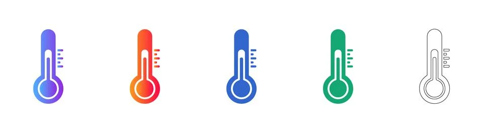 Thermometer Temperature Icon Set Stock Illustration