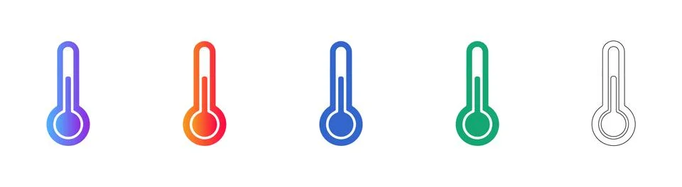 Thermometer Temperature Icon Set Stock Illustration