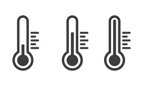 Thermometer temperature icon set simple design Stock Illustration