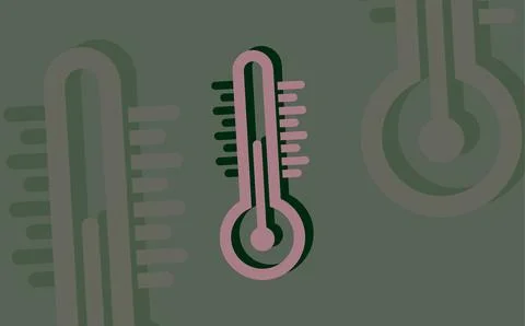 Thermometer Temperature Icon Set With Stylized Thermometers On Abstract Cli.. Stock Illustration