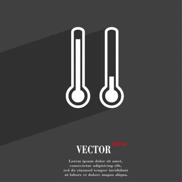 Thermometer temperature icon symbol Flat modern web design with long shadow a Stock Illustration