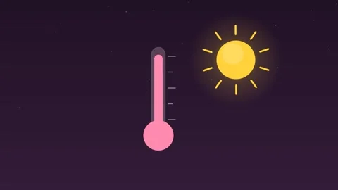 Thermometer temperature rising falling dawn weather loop Video stock 342612403