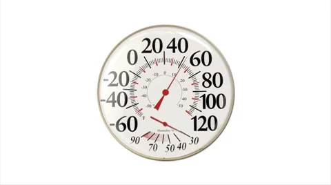 Thermometer Temperature Rising then Dropping - White Screen Stock Footage 8697994