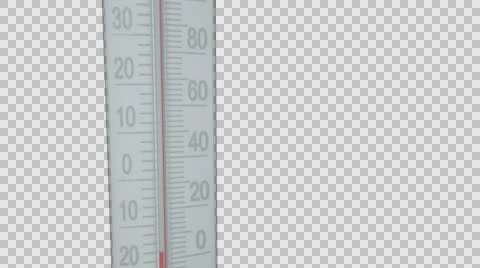 Thermometer temperature runs up on transparent Stock Footage 59830300