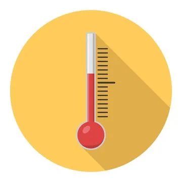 Thermometer, thermometer icon on a yellow background with shadow. Vector Illustrazione stock