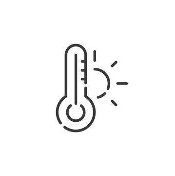 Thermometer thin line icon. Summer temperature. Isolated weather vector illus Stock Illustration