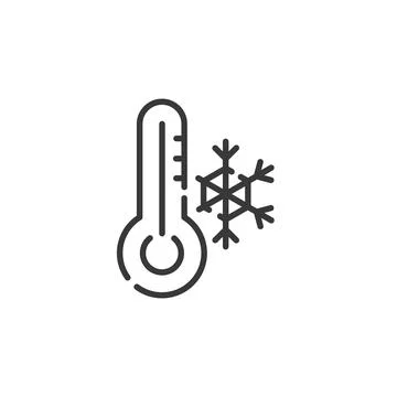 Thermometer thin line icon. Winter temperature. Isolated weather vector illus Stock Illustration