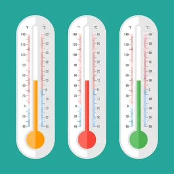 Thermometer three options part one. Vector icons and objects Stock Illustration