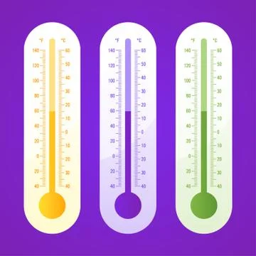 Thermometer three options part two. Vector icons and objects Stock Illustration