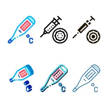 Thermometer tool icon vector outline designs Stock Illustration