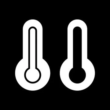 Thermometer vector icon. Black and white temperature illustration. Solid linear Stock Illustration